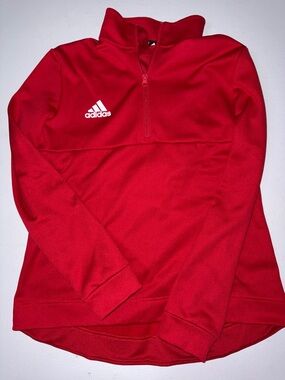 adidas Red Half-Zip Athletic Pullover